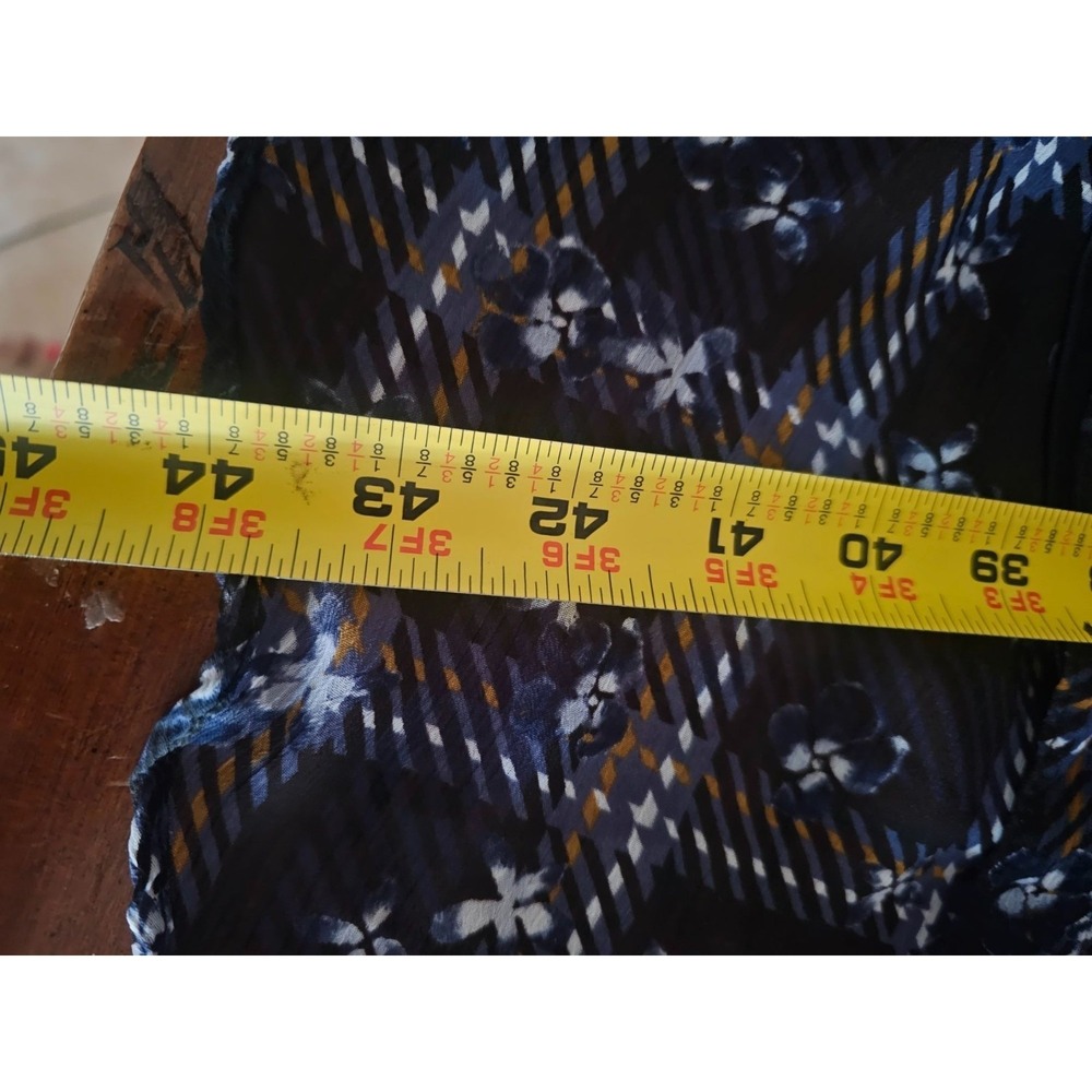 Simply Vera 90s dress size xl floral sleeveless collared sheer hilow plaid black - Picture 11 of 12